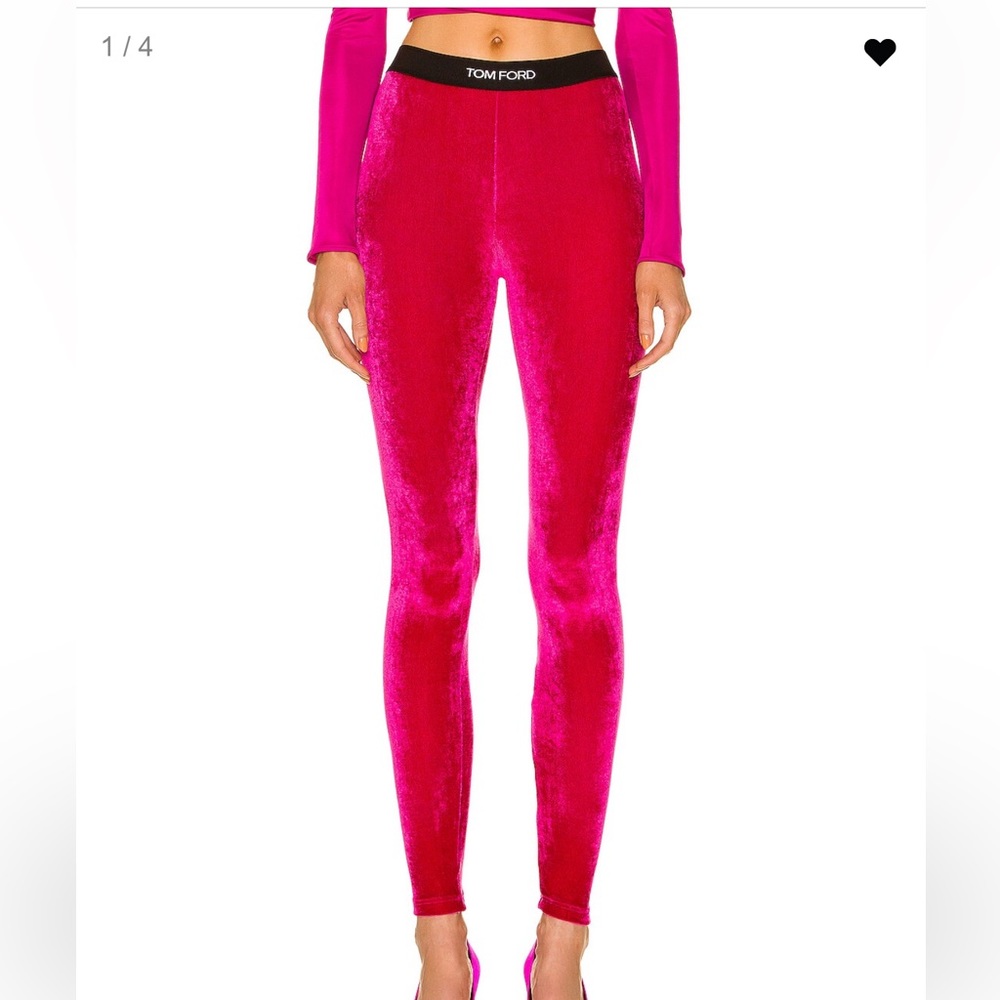 Tom ford Logo Waist Velvet Legging in Raspberry size L
